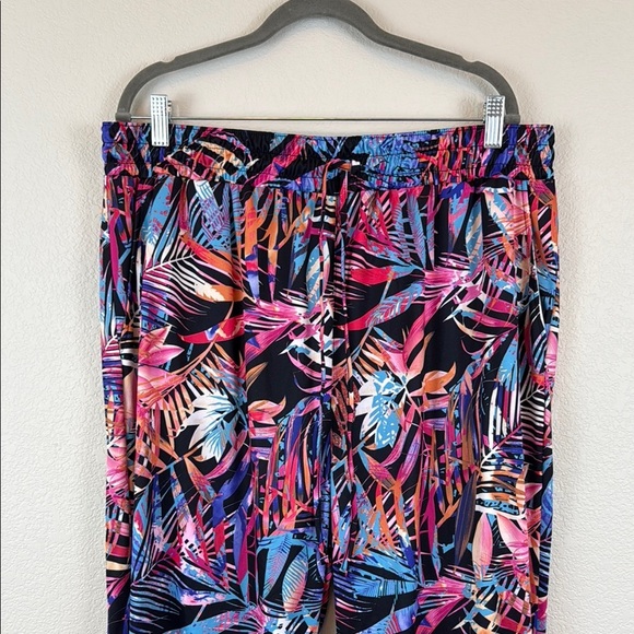 Plantier Vibrant Leaf Print Jogger Pants Size XL - Picture 2 of 8